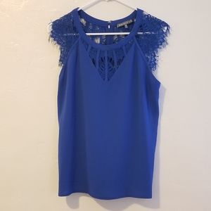 Brixton Ivy Royal Blue Lace Top Size Medium